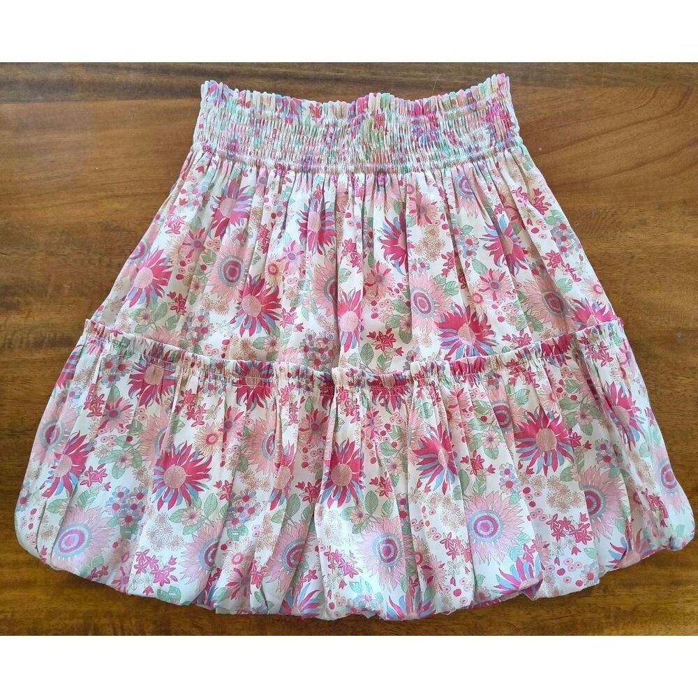 Entro Bubble skirt pink blue floral boho cottage core festival Size Large